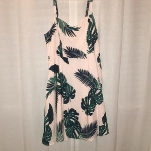 Palm leaf baby pink dress